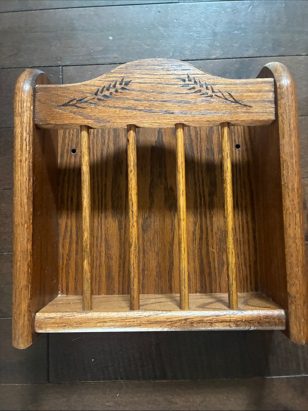 Vintage Wooden Magazine and Letter Rack in Brown